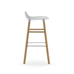 Normann Copenhagen Form Barstool - Wood - 75cm - White - Oak Legs Shell Colour: White, Leg Colour: Oak - thumbnail 3