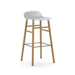 Normann Copenhagen Form Barstool - Wood - 75cm - White - Oak Legs Shell Colour: White, Leg Colour: Oak - thumbnail 1