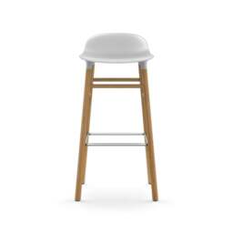 Normann Copenhagen Form Barstool - Wood - 75cm - White - Oak Legs Shell Colour: White, Leg Colour: Oak - thumbnail 2