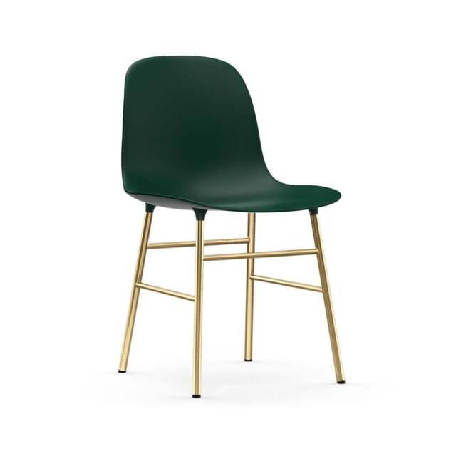 Normann Copenhagen Form Chair - Green - Brass Legs Shell Colour: Green, Leg Colour: Brass - image 1