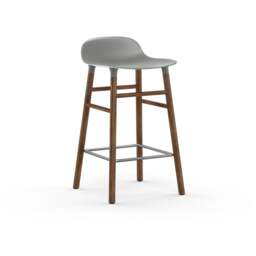 Normann Copenhagen Form Barstool - Wood - 65cm - Grey - Walnut Legs Shell Colour: Grey, Leg Colour: Walnut - thumbnail 1