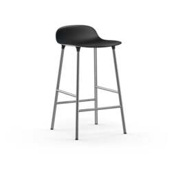 Normann Copenhagen Form Barstool - 65cm Black - Chrome Legs Shell Colour: Black, Leg Colour: Chrome - thumbnail 1