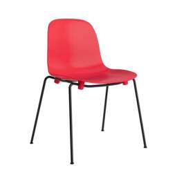 Normann Copenhagen Form Chair - Stacking - Bright Red - Black Steel Legs Shell Colour: Bright Red - thumbnail 1