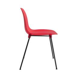 Normann Copenhagen Form Chair - Stacking - Bright Red - Black Steel Legs Shell Colour: Bright Red - thumbnail 3