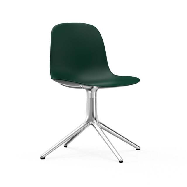 Normann Copenhagen Form Chair Swivel - 4 Leg - Green - Aluminium Legs Shell Colour: Green, Leg Colour: Aluminium - image 1
