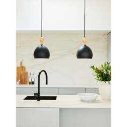 Halo Design Dueodde Metal/Wood Pendant Lamp - O 39cm - Black Size: O 39cm, Colour: Black - thumbnail 2