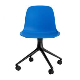 Normann Copenhagen Form Chair Swivel - 4 Wheel - Bright Blue - Black Legs Shell Colour: Bright Blue, Leg Colour: Black - thumbnail 2