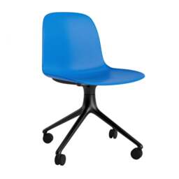 Normann Copenhagen Form Chair Swivel - 4 Wheel - Bright Blue - Black Legs Shell Colour: Bright Blue, Leg Colour: Black