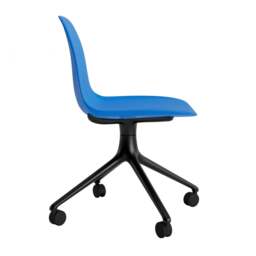 Normann Copenhagen Form Chair Swivel - 4 Wheel - Bright Blue - Black Legs Shell Colour: Bright Blue, Leg Colour: Black - thumbnail 3