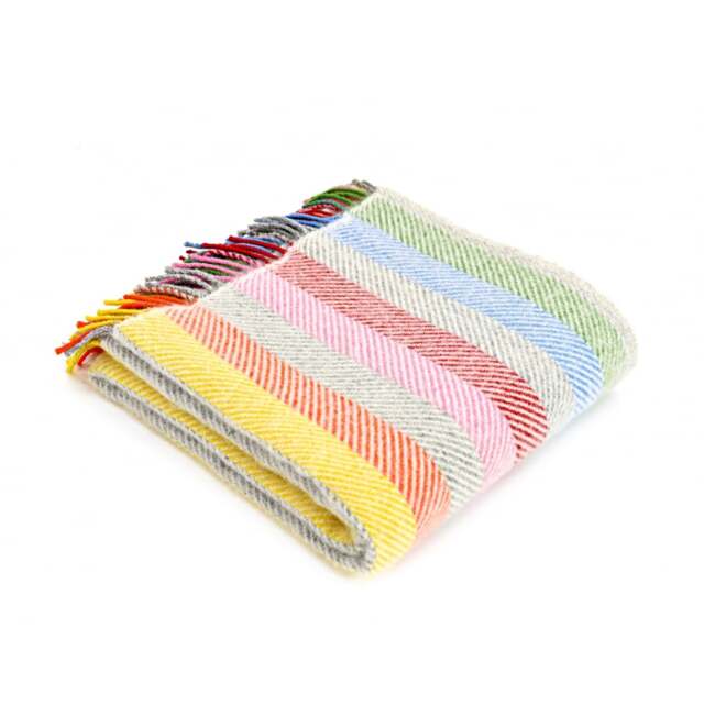 Tweedmill Textiles Pure New Wool Rainbow Grey Stripe Throw