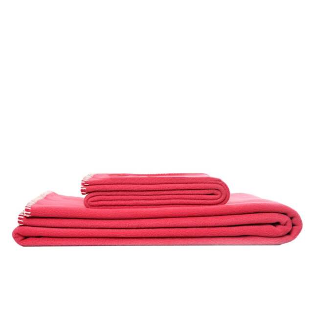 Tweedmill Textiles Plain Fleece Throw with Blanket Stitch - Berry Blossom - Small Colour: Berry Blossom, Size: Small 72.5x145cm
