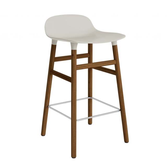 Normann Copenhagen Form Barstool - Wood - 65cm - Light Grey - Walnut Legs Shell Colour: Light Grey, Leg Colour: Walnut - image 1