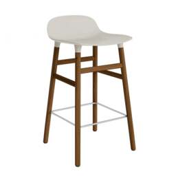 Normann Copenhagen Form Barstool - Wood - 65cm - Light Grey - Walnut Legs Shell Colour: Light Grey, Leg Colour: Walnut - thumbnail 1