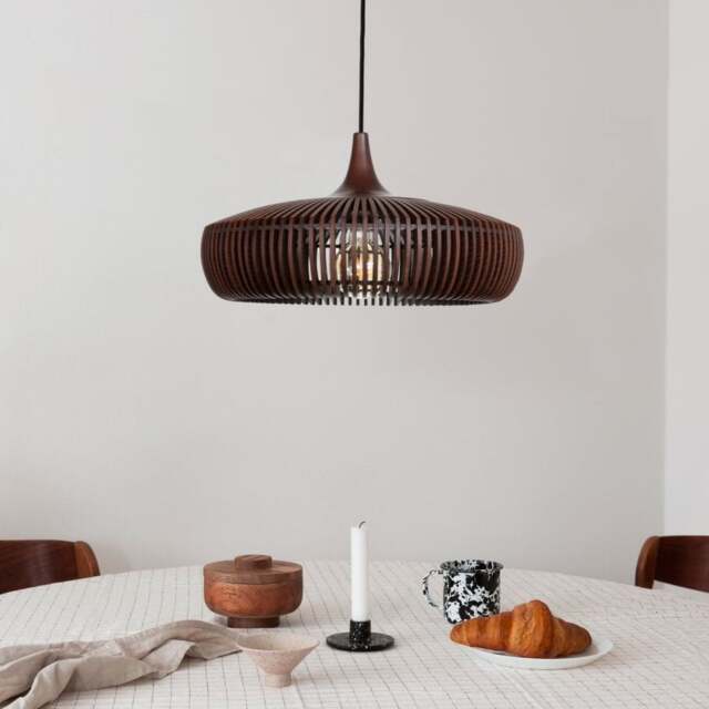 Umage Clava Dine Wood Pendant Light - Dark Oak with Black Rosette  Cord Set With or Without Cord Set: With Black Rosette Cord Set - image 1