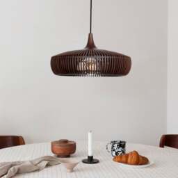 Umage Clava Dine Wood Pendant Light - Dark Oak with Black Rosette  Cord Set With or Without Cord Set: With Black Rosette Cord Set