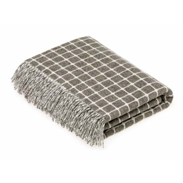 Bronte By Moon Merino Lambswool Throw - Athens Check - Slate