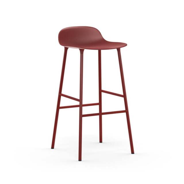 Normann Copenhagen Form Barstool - 75cm - Red - Red Legs Shell Colour: Red, Leg Colour: Matching Shell Colour - image 1