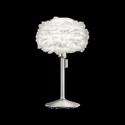 Umage Eos Table Lamp - White Feather Eos Mini/Brushed Steel Sante Stand