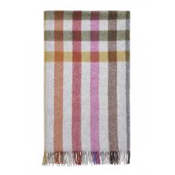Bronte By Moon Luxury Merino Lambswool Henley Throw - Grey/Multi