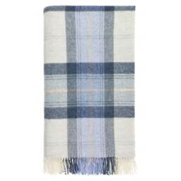 Bronte By Moon Skye Check Pure New Wool Throw - Blue - thumbnail 2