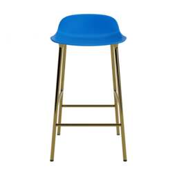 Normann Copenhagen Form Barstool - 65cm - Bright Blue - Brass Legs Shell Colour: Bright Blue, Leg Colour: Brass - thumbnail 2