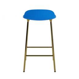 Normann Copenhagen Form Barstool - 65cm - Bright Blue - Brass Legs Shell Colour: Bright Blue, Leg Colour: Brass - thumbnail 4