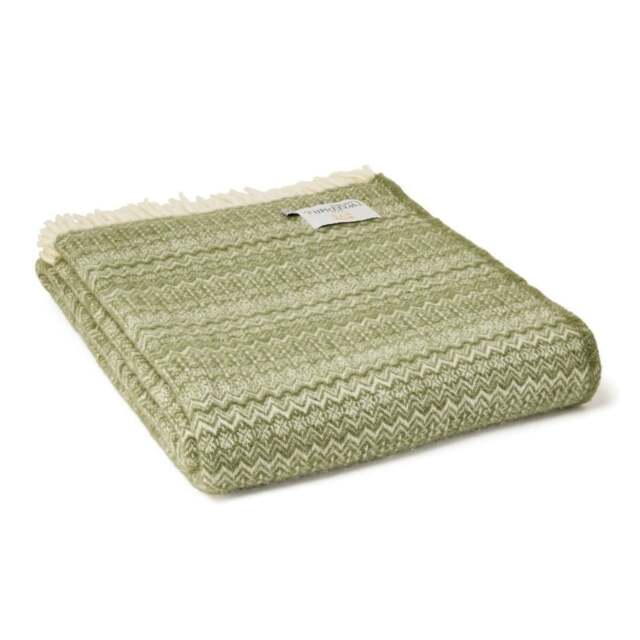 Tweedmill Textiles Fair Isle Pure New Wool Throw - Sage - image 1