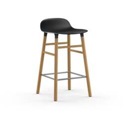 Normann Copenhagen Form Barstool - Wood - 65cm - Black - Oak Legs Shell Colour: Black, Leg Colour: Oak - thumbnail 1