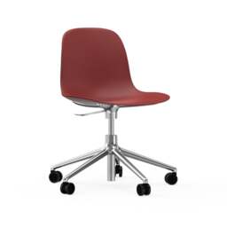 Normann Copenhagen Form Chair Swivel - 5 Wheel - Gas Lift - Red - Aluminium Legs Shell Colour: Red, Leg Colour: Aluminium