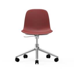 Normann Copenhagen Form Chair Swivel - 5 Wheel - Gas Lift - Red - Aluminium Legs Shell Colour: Red, Leg Colour: Aluminium - thumbnail 2