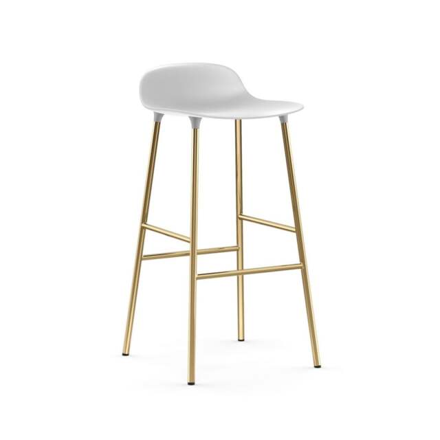 Normann Copenhagen Form Barstool - 75cm - White - Brass Legs Shell Colour: White, Leg Colour: Brass - image 1