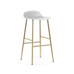 Normann Copenhagen Form Barstool - 75cm - White - Brass Legs Shell Colour: White, Leg Colour: Brass - thumbnail 1