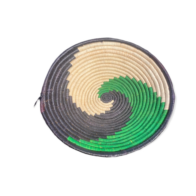 Senegal Wall Basket - Green/black 30x10cm - image 1