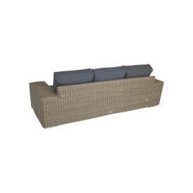 Luxury 3 Seater Rattan Garden Sofa in Brown with Grey Cushions - Kensington- Bridgman - thumbnail 3