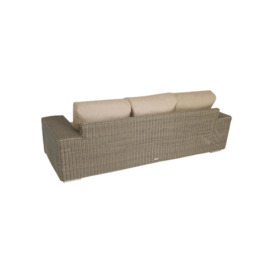 Luxury 3 Seater Rattan Garden Sofa in Brown with Beige Cushions - Kensington- Bridgman - thumbnail 3