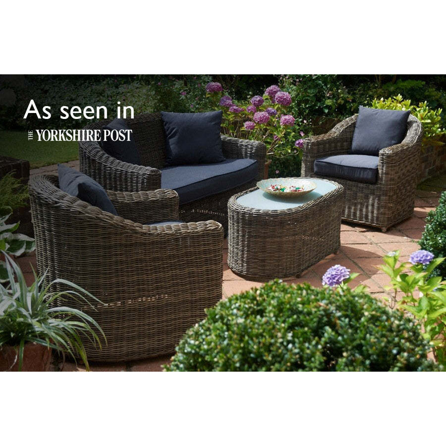 Luxury 2 Seater Garden Sofa with 2 Lounge Armchairs & Oval Coffee Table - Mayfair- Bridgman - image 1