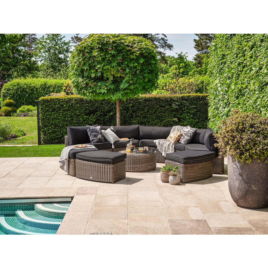 9 Piece Luxury Curved Rattan Garden Modular Sofa Set - Mayfair- Bridgman - image 1