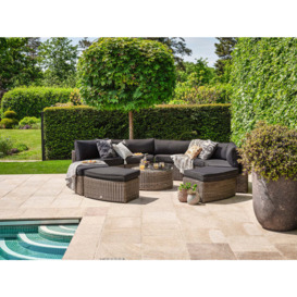 9 Piece Luxury Curved Rattan Garden Modular Sofa Set - Mayfair- Bridgman - thumbnail 1