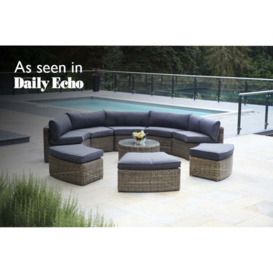 9 Piece Luxury Curved Rattan Garden Modular Sofa Set - Mayfair- Bridgman - thumbnail 3