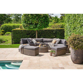 9 Piece Luxury Curved Rattan Garden Modular Sofa Set - Mayfair- Bridgman - thumbnail 2