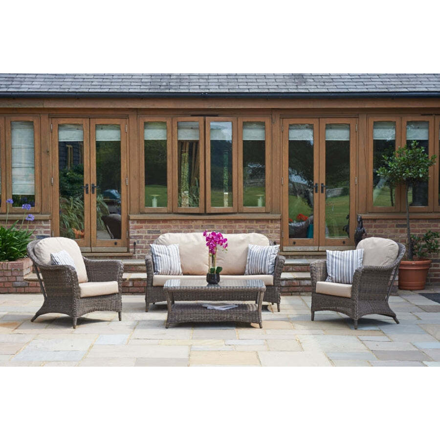 Marlow 2 Seater Garden Sofa with 2 Lounge Armchairs & Rectangular Coffee Table - Bridgman - image 1