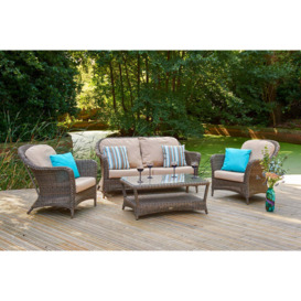Marlow 2 Seater Garden Sofa with 2 Lounge Armchairs & Rectangular Coffee Table - Bridgman - thumbnail 3