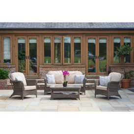 Marlow 2 Seater Garden Sofa with 2 Lounge Armchairs & Rectangular Coffee Table - Bridgman - thumbnail 1