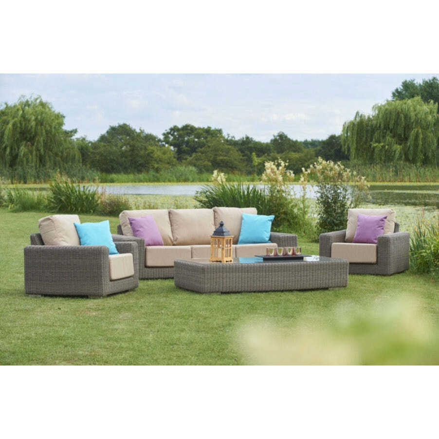 3 Seater Rattan Garden Sofa with 2 Lounge Armchairs & Rectangular Coffee Table in Brown - Kensington - Bridgman - image 1