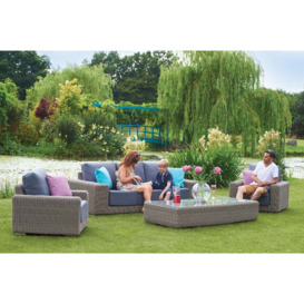 3 Seater Rattan Garden Sofa with 2 Lounge Armchairs & Rectangular Coffee Table in Brown - Kensington - Bridgman - thumbnail 3