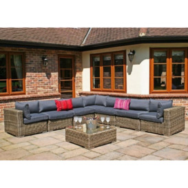 Luxury Rattan Garden Modular Sofa Set L in Brown - Mayfair- Bridgman - thumbnail 1
