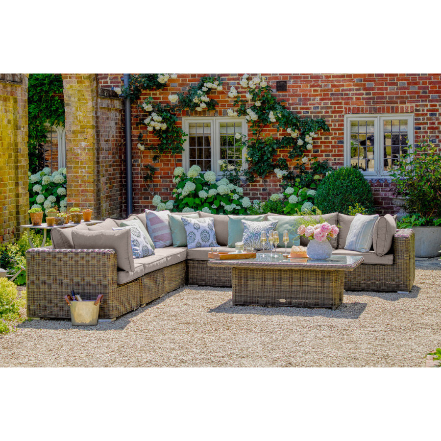 Luxury Rattan Garden Modular Sofa Set L in Brown - Mayfair- Bridgman - image 1