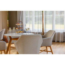 100cm Henley Porcelain Marble & Teak Round Garden Dining Table with 4 Richmond Dining Armchairs - Bridgman - thumbnail 3