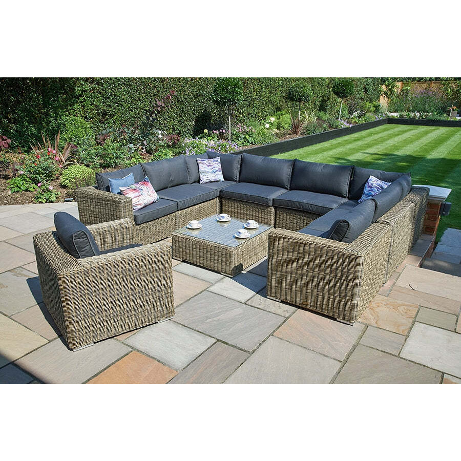 Luxury Rattan Garden Modular Sofa Set W in Brown - Mayfair- Bridgman - image 1