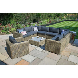 Luxury Rattan Garden Modular Sofa Set W in Brown - Mayfair- Bridgman - thumbnail 1